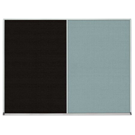 United Visual Products Double Door Radius Corkboard, 48"x36", Sat UV7003RC-SATIN-PEARL